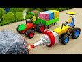Diy tractor mini bulldozer making concrete bricks house  diy drilling machine breaks rock  hp mini