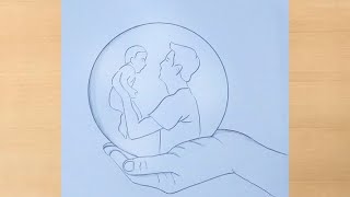 Life drawing sketch a father holding baby Stock Illustration | Adobe Stock