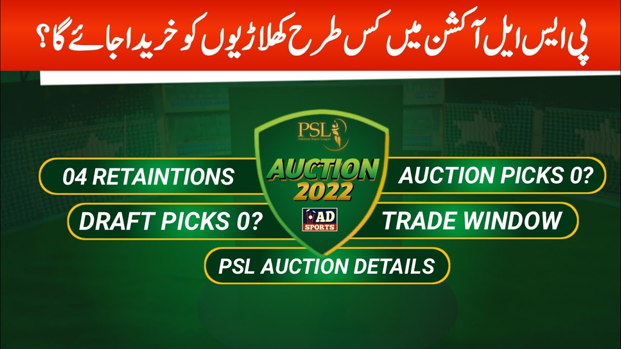 PSL 2022 Auction | PSL 8 new Retaintion Policy | Auction for International Players | Pick Order