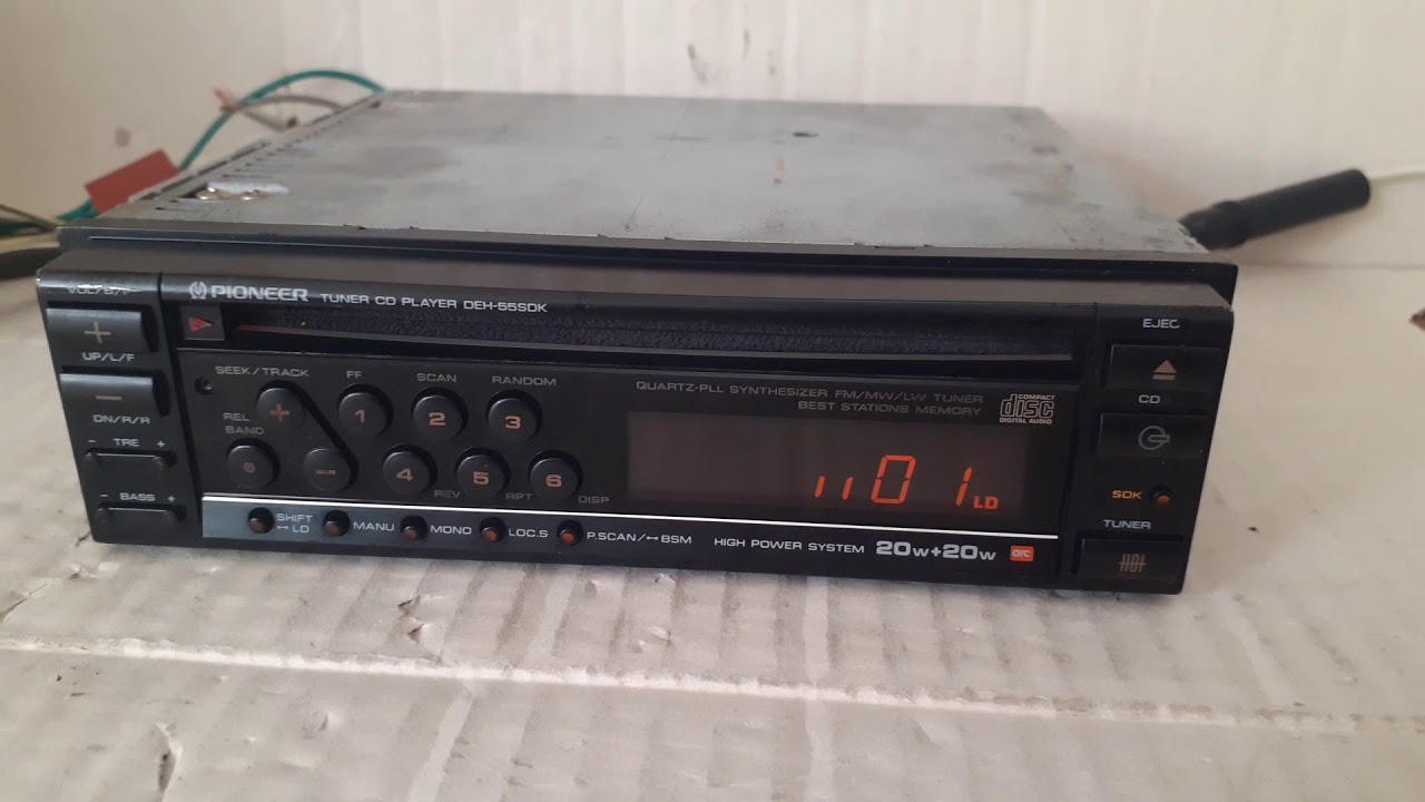 Pioneer DEH-55SDK Radio CD Player (model 1989 year) - YouTube