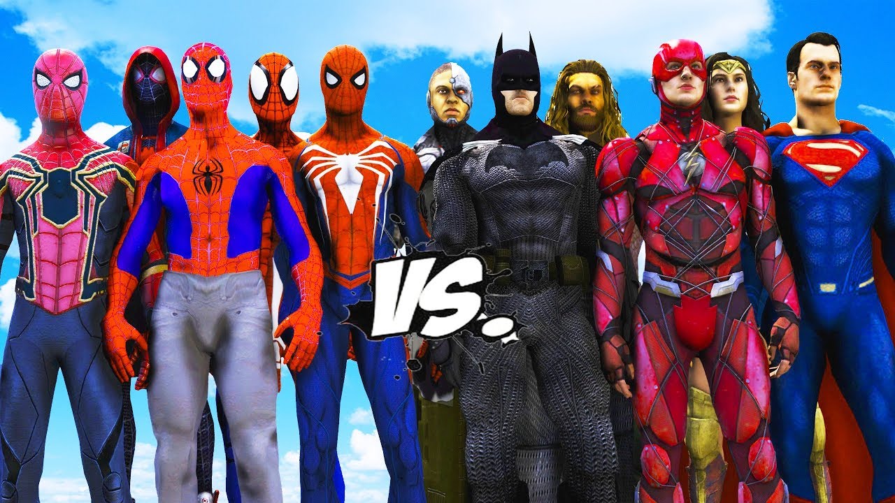 ALL SPIDERMAN SUIT VS JUSTICE LEAGUE - Batman, Superman, The Flash, Wonder  Woman, Aquaman, Cyborg - YouTube