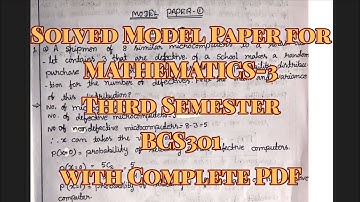 Mathematics-3 solved model paper for CSE stream BCS301, 22 scheme, vtu with complete pdf