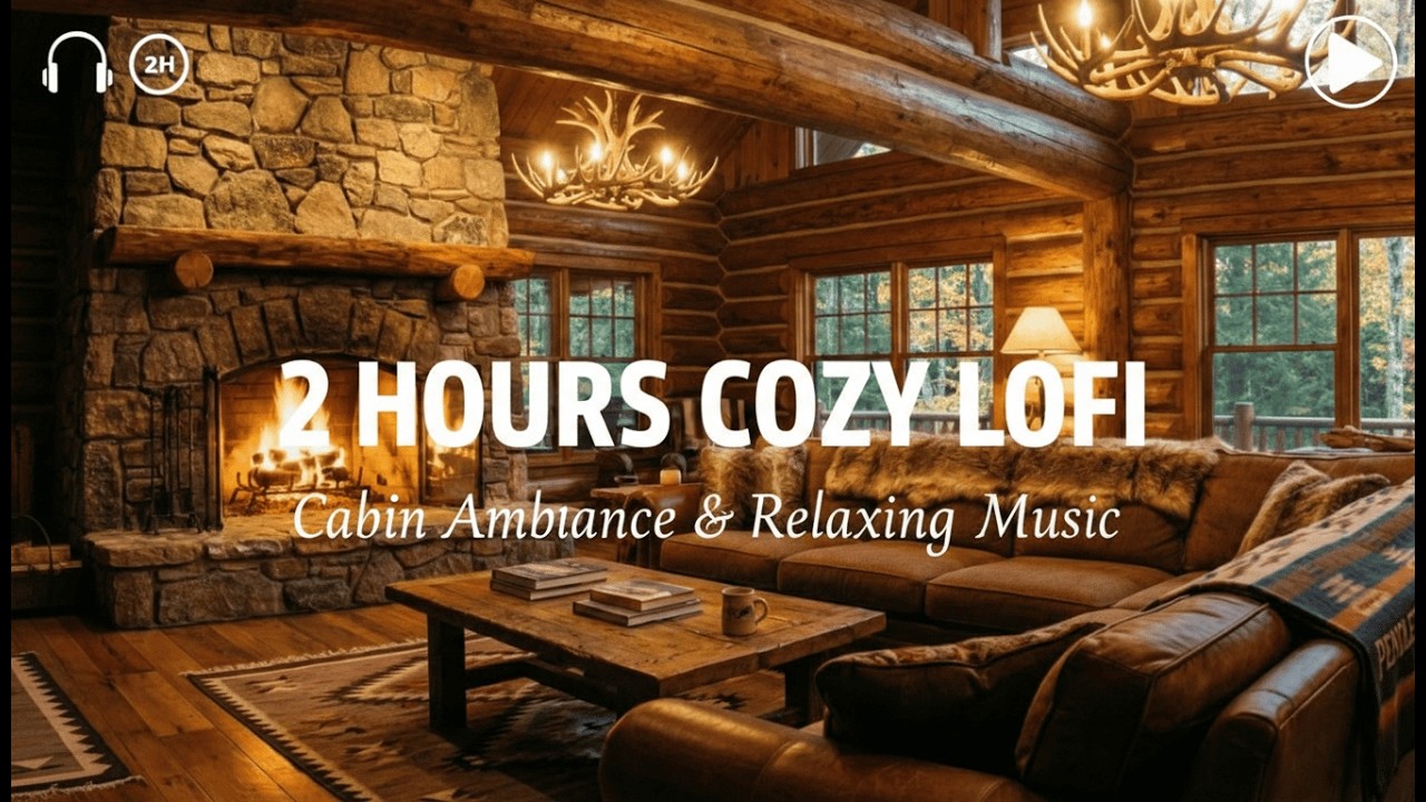 Cozy Cabin Ambience 🍂 Crackling Fireplace & Relaxing Lofi Music for Stress Relief
