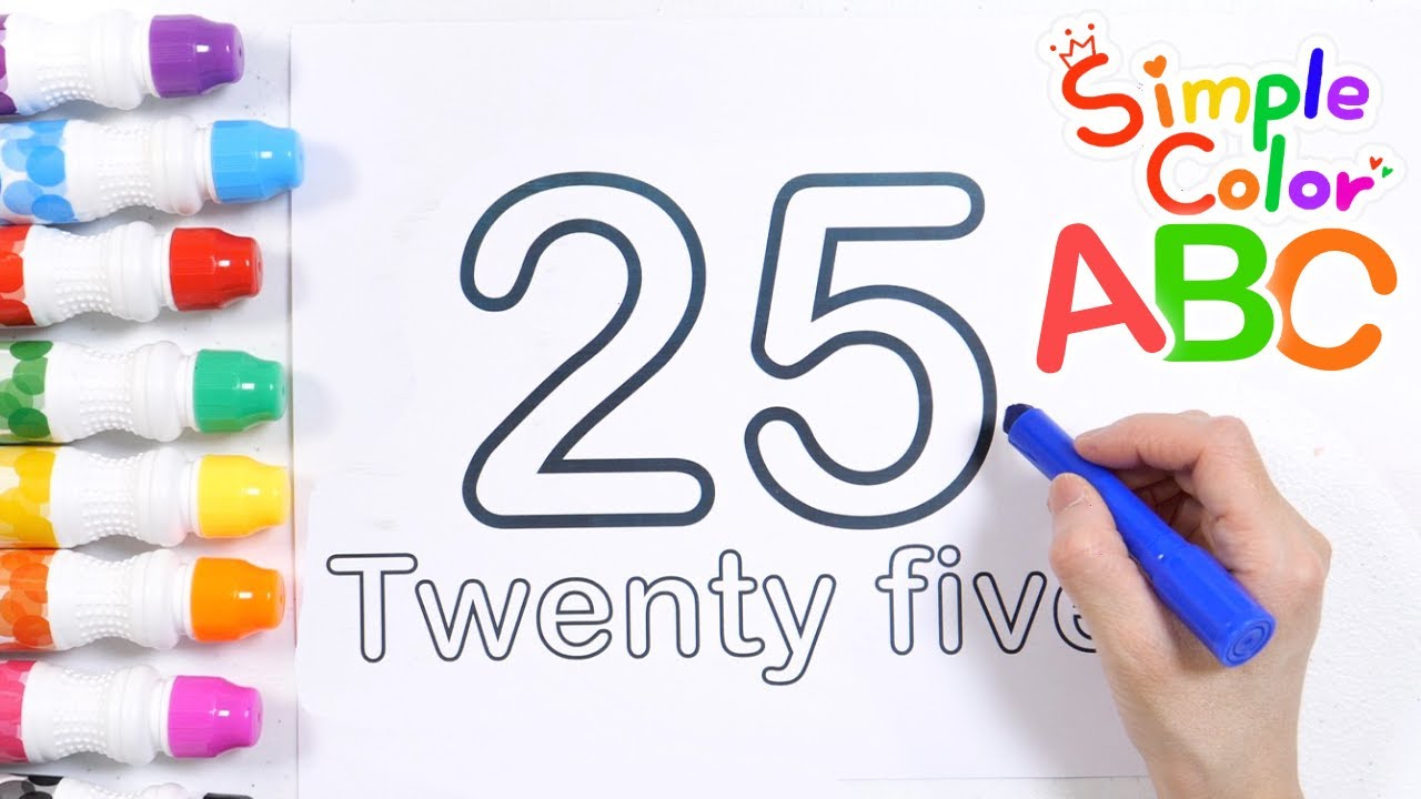 Learn the number 25 by filling in the blanks and counting number