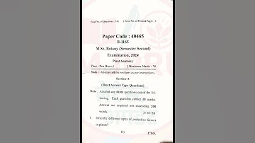 MJPRU MSC 2 semester botany pepar 5th 2024 code 40465 #mjpruletestupdate #mjpru