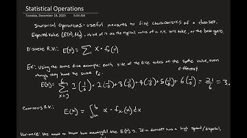 Intro to Mathematical Statistics: Part Two: Statistical Operations (mean, var, sd, cov, corr)
