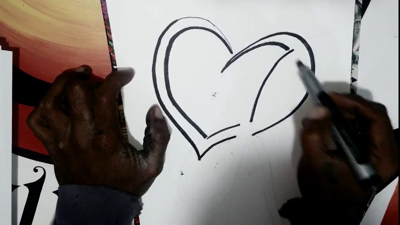Letter R and Heart Combined | Learn How to Draw A Heart | Easy Drawing ...