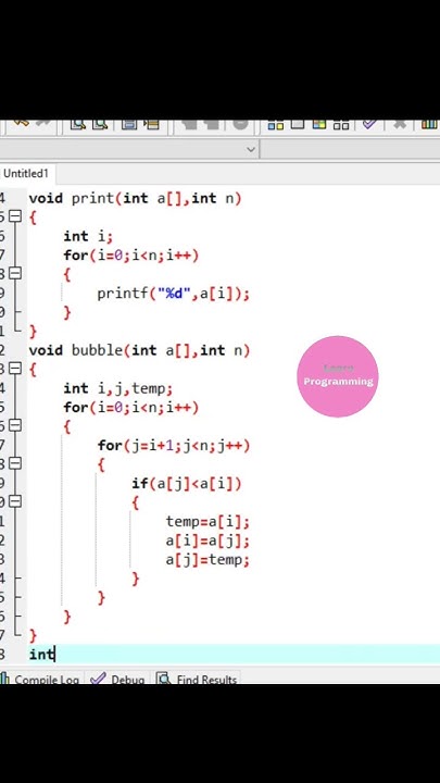 Bubble Sort Program using Function in C #shorts - YouTube