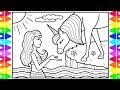 How to draw a mermaid and unicorn for kids mermaid and unicorn drawing and coloring pages