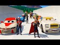 Spiderman Super Heroes Super CARS Race City Hot Wheels and Robocar white Ramp Challenge Супергерои !