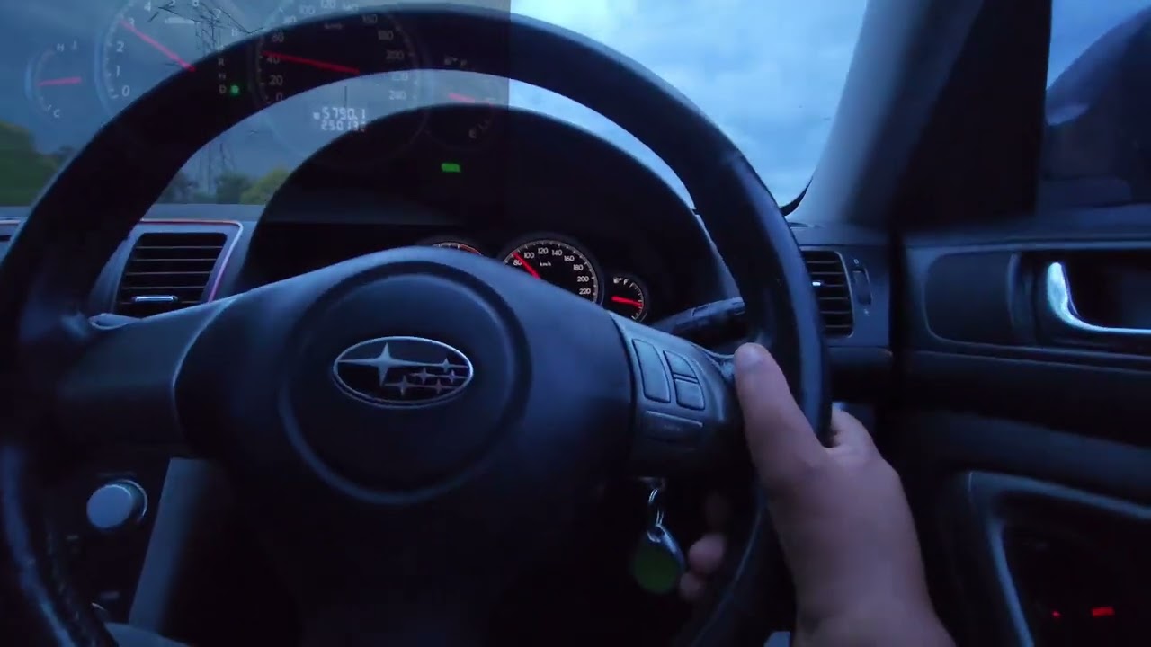 Turbo Subaru Legacy GT 3.0 Highway Speed Drive in Thunderstorm Weather