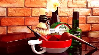картинка: Бритьё т-образной бритвой №13 Mühle R41 Astra  Semogue 1305 Stirling Soap Cherry Brut After Shave
