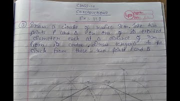 Draw a circle of radius 3cm. Take two point P and Q on one of its extended diameter each at