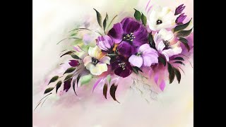 Easy Painting, Flowers, Acrylic Painting Demo / Einfach Malen, Blumen, Acrylmalerei / V429