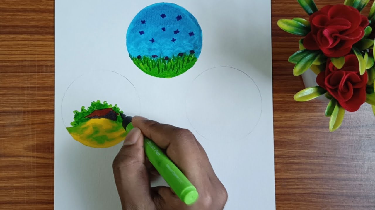 4 Types of easy Scenery Drawing / Drawing with cheap brush pen /step by step