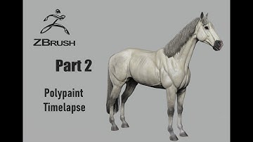 Zbrush timelapse - Horse Part2 - Fibermesh and Polypaint 3x speed