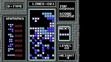NES Tetris no rotation first ever B-type 0-4 clear