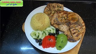 Recette du poisson l'espadon frais mariné et grillé وصفة سمك أبو سيف الطازج المتبل والمشوي