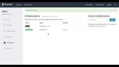 Adding Application Collaborators in the Pusher Dashboard