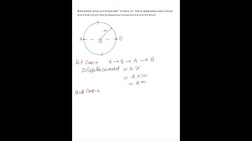 A particle moves on a circular path of radius 1m. Find its displacement when it moves from A to B to
