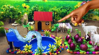 Top DIY making minifarm with  goat shed  water supply swimming pool/ home garden decor#batocreator