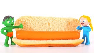 KIDS MAKING A HOT DOG ❤ PLAY DOH CARTOONS FOR KIDS