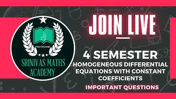 Homogeneous Differential Equations with constant coefficients engineering maths @SRINIVAS MATHS