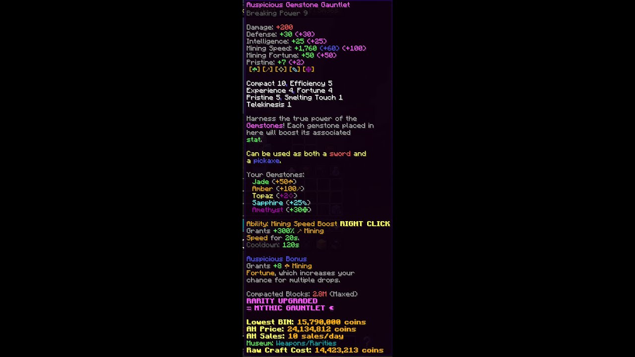 I Mlg'ed A Max Gemstone Gauntlet! Hypixel Skyblock YouTube