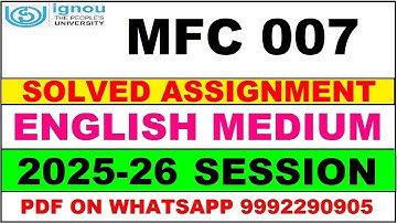 MFC 007 solved assignment 2025-26 in English || mfc 007 solved assignment 2026 || mfc7 2025-26