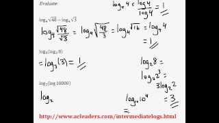 Evaluating + Simplifying Logs (Intermediate) - Quick Explanation! #3 Content