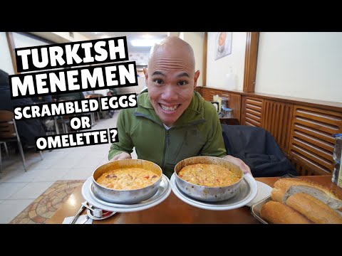 Istanbul Street Food | Trying Turkish Menemen Eggs + Börek | Street Food in Istanbul, Turkey