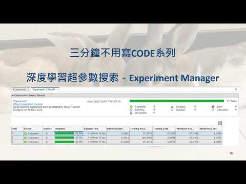 [MATLAB三分鐘不用寫Code系列] - 深度學習超參數搜索(Experiment Manager)