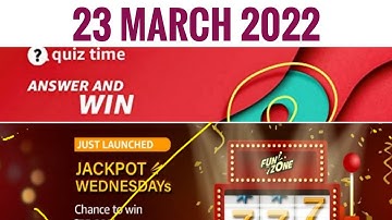 Amazon Wednesday Jackpot Quiz Answers Today | Amazon Quiz Today | 23 March 2022