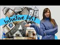 Beeindruckende einfache abstrakte technik collage mit shokofolie und packpapier abstract art