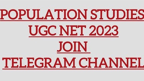 POPULATION STUDIES UGC NET 2023