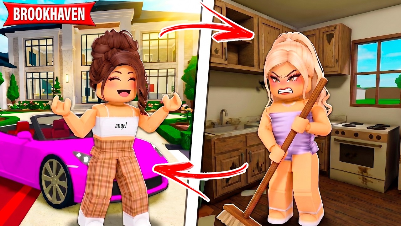 TROQUEI DE LUGAR COM A MENINA RICA | Historinhas Brookhaven RP | Roblox