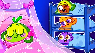 Pink vs Blue Bunk Bed Challenge at Sleepover Party 💙💗 Baby Avocado Funny Cartoons + Nursery Rhymes