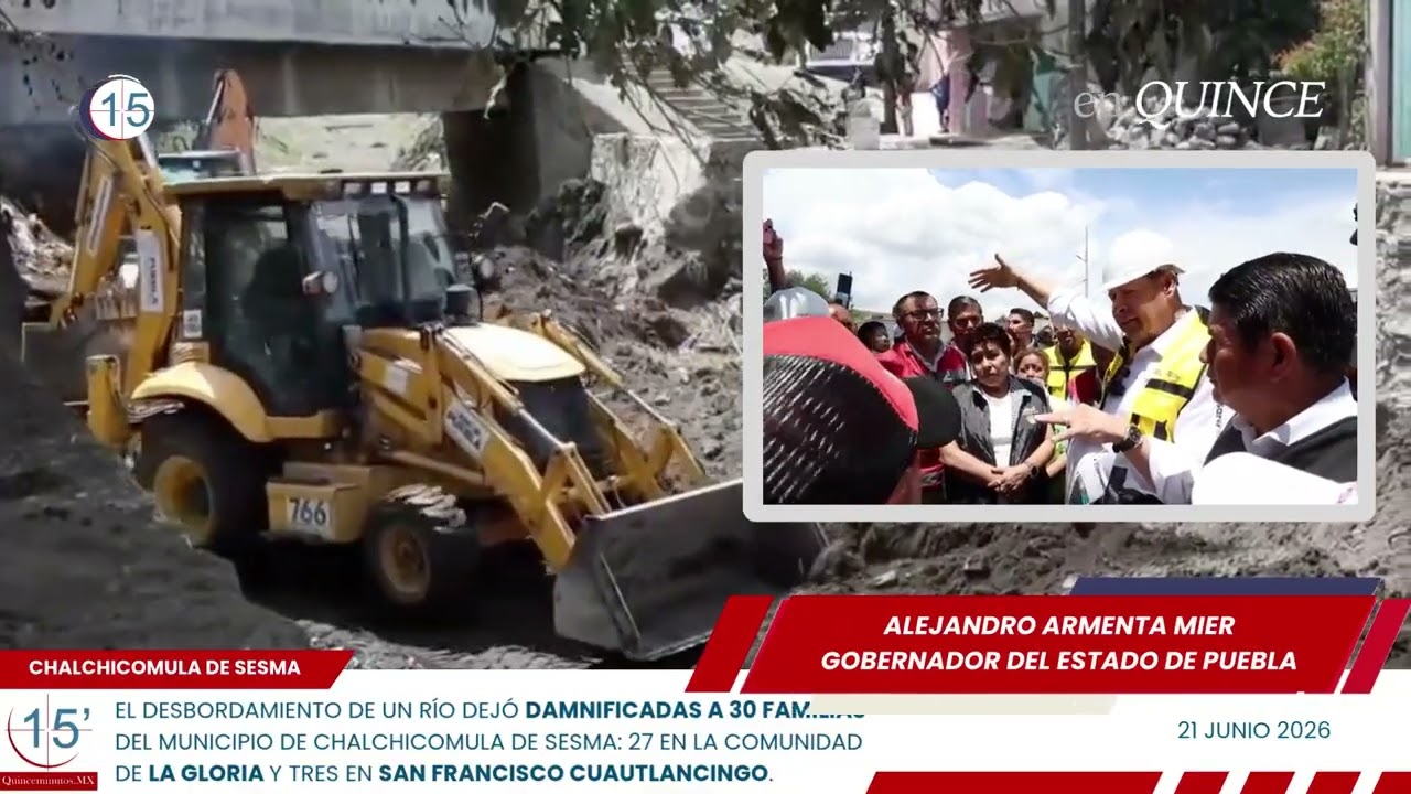 Desbordamiento de río deja 30 familias afectadas en Chalchicomula de Sesma