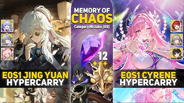 Cyrene Hypercarry Bruteforcing MOC 12 | E0 Jing Yuan Hyper & E0 Cyrene Hyper | Honkai Star Rail