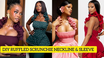 How to Cut and Sew RUFFLED SCRUNCHIE for NECKLINE & SLEEVE | Easy Beginner Sewing Tutorial