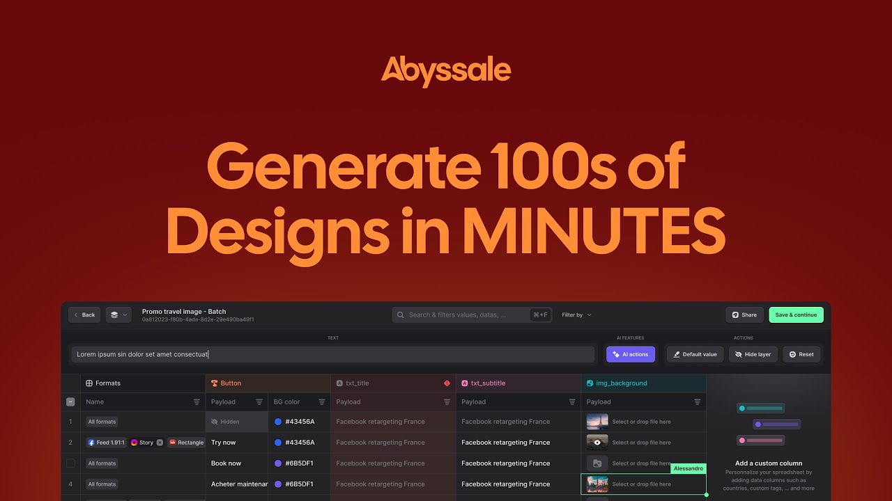 Abyssale Tutorial: Spreadsheet Generation | Generate Hundreds of Design Variations in Minutes