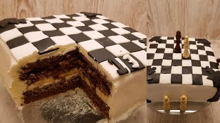 Chess cake decoration/صفر تا صد دیزاین کیک به شکل شطرنج