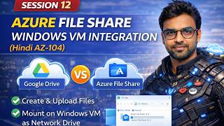 Session 12 | Azure File Share Tutorial (Hindi) | Mount File Share on Windows VM | AZ-104 Hands-On
