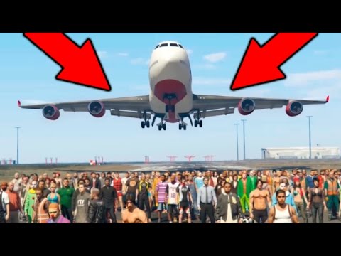 100 PERSONAS PUEDEN FRENAR UN AVION EN GTA V ?? EXPERIMENTOS GRAND THEFT AUTO 5 Makiman games people play