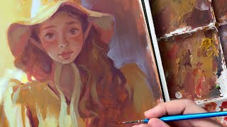 Paint with me | relaxing acryla gouache painting process