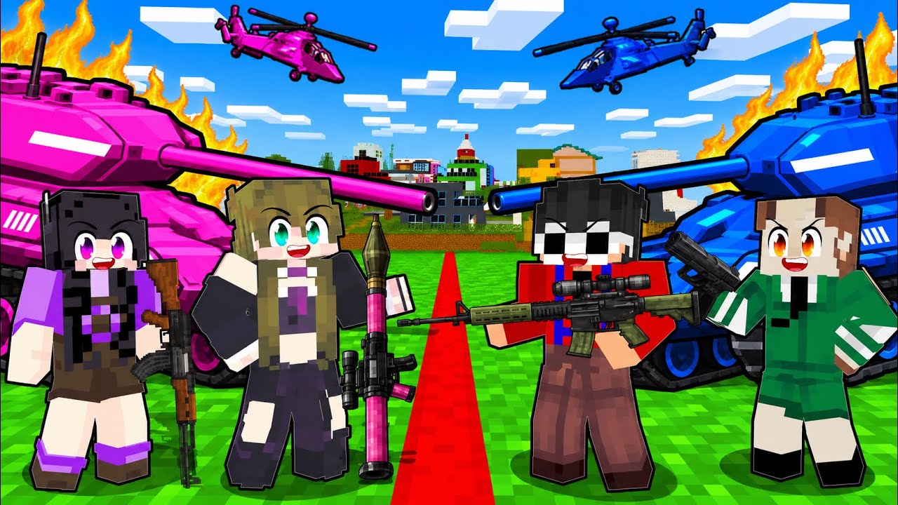 BOYS vs GIRLS Military Battle in Minecraft!
