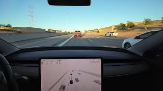 Tesla FSD 12.3.4 takes me to East Mesa this busy evening