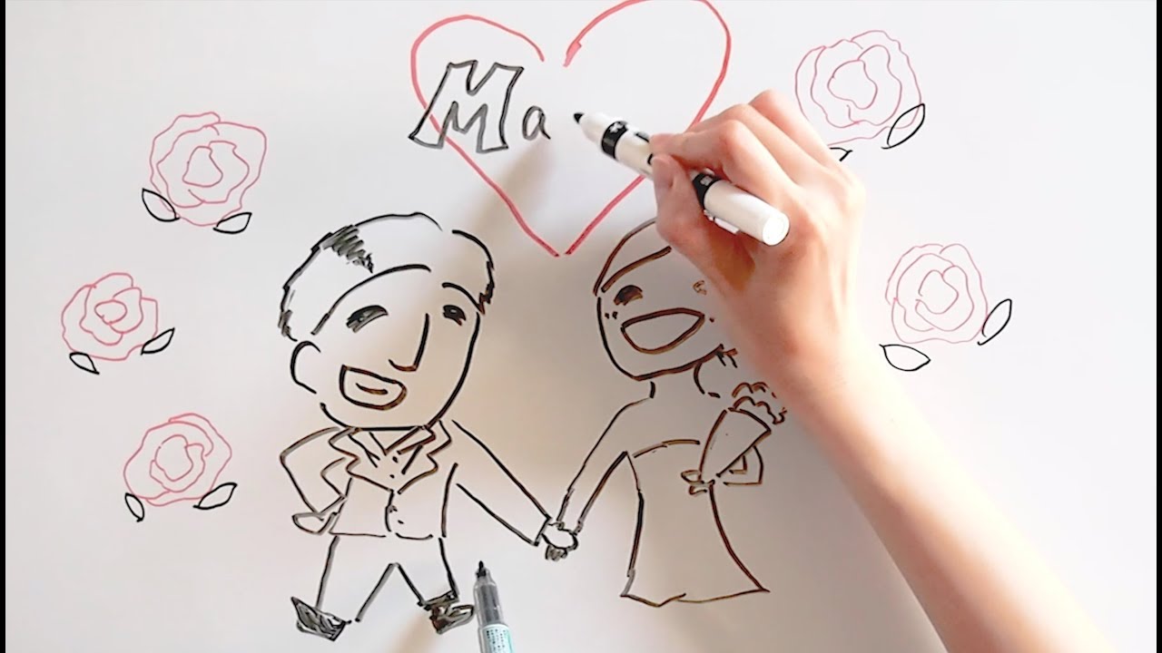 結婚式 プロフィールムービー 手描きイラストで二人の人柄が伝わりやすい Youtube