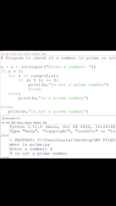 program To check whether a number is prime or not in python #shorts # ...