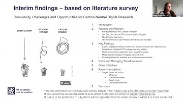 Progress webinar (April 2022) for the UKRI Net Zero DRI Scoping Project